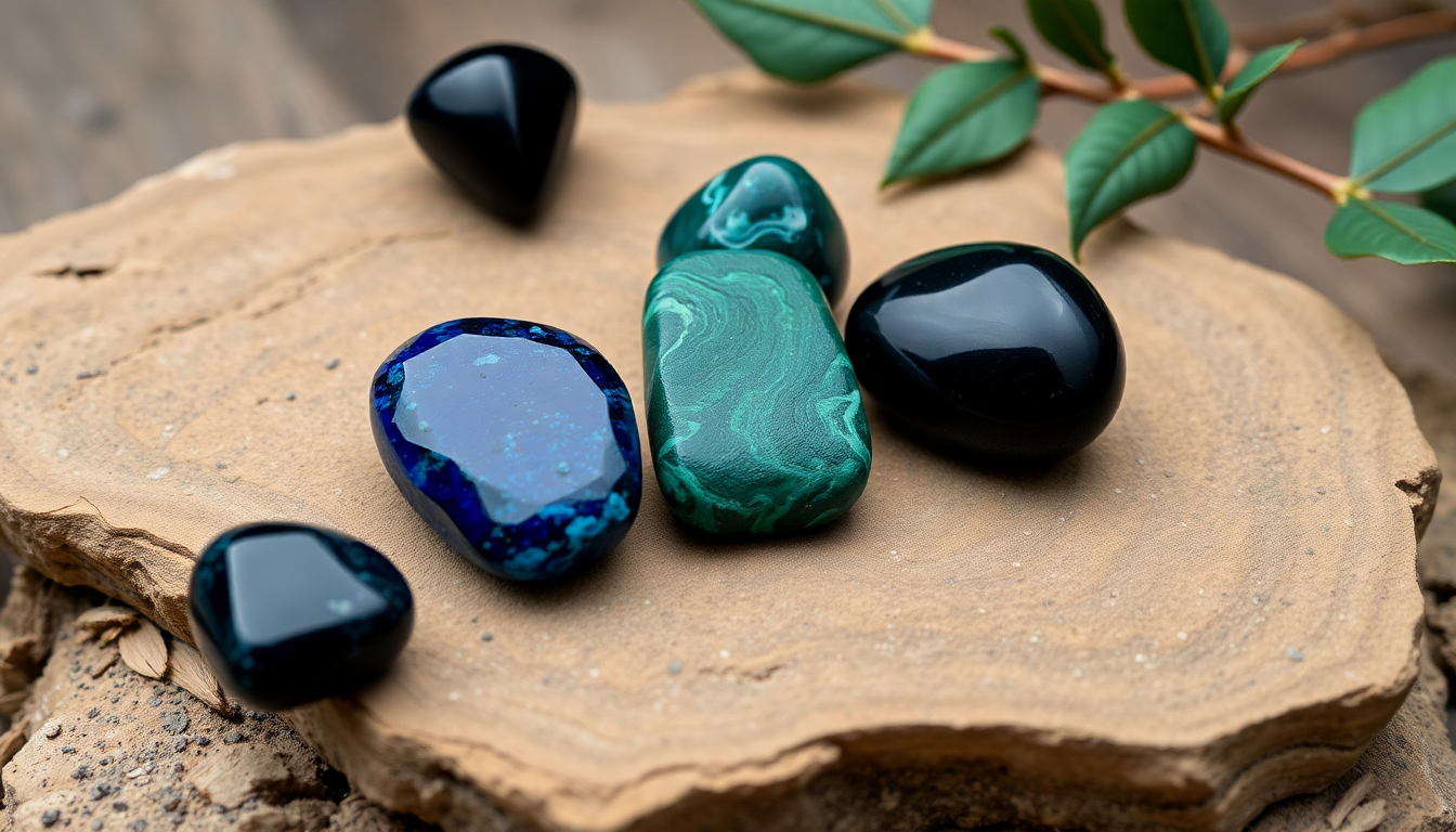 meanings of natural malachite, lapis lazuli, onyx black gemstones
