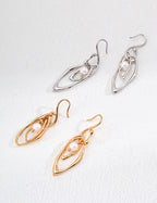 Golden Leaf Whisper Pearl Earrings