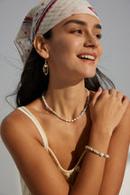 Golden Leaf Whisper Pearl Earrings