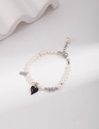 Noir Heart Pearl Bracelet
