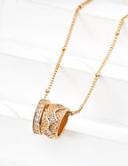 14k gold plated pendant ornate filigree and pave crystal double band necklace on gold chain